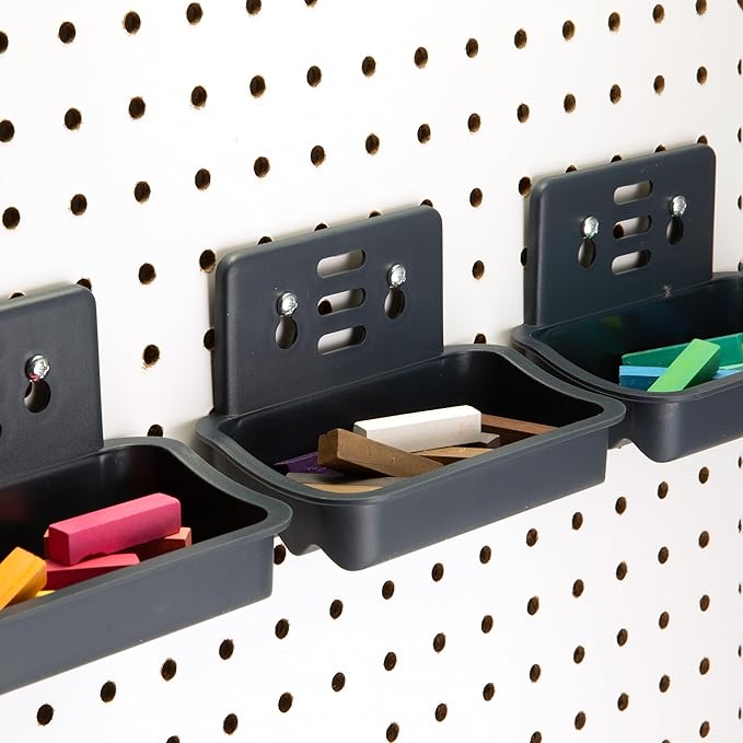 Officemate Utility Tray Organizer, 3 Pack, Pegboard / Slatwall Organizer For Office, Classroom, Workbench, Kitchen, Craft Room, and Garage (29422)