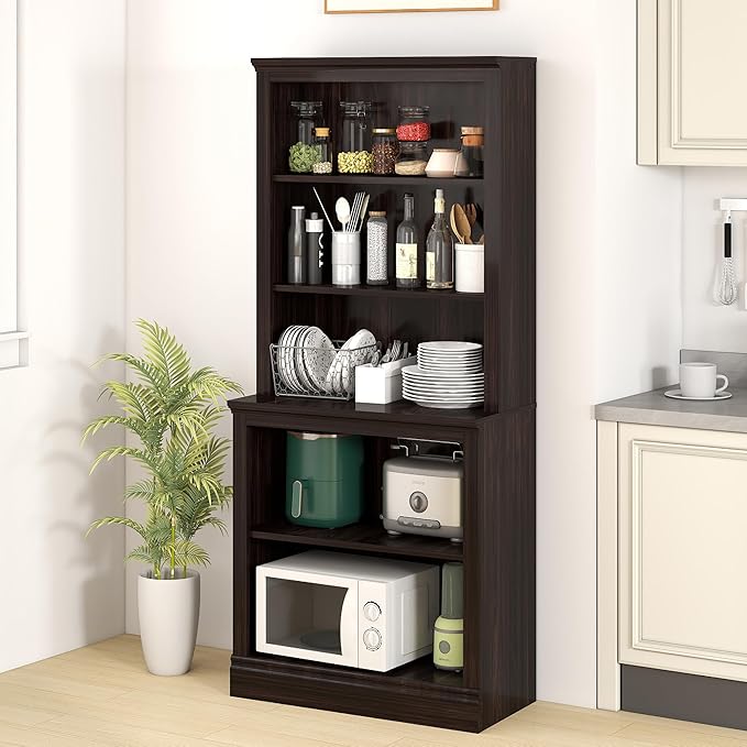 Bevfint 72" Tall Bookcase, White Large Floor Standing Bookshelf, 5 Tier Shelves Open Storage Organizer, Book Case for Living Room Hallway Kitchen Home Office Bedroom, Dark Cherry- 5 Tier