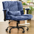 Criss Cross Chair with Wheels & Flip Arms, Wide Cross Legged Office Chair with Adjustable Tilt Criss-Cross Desk Chair with Lumbar Support for Home Office, Bedroom, Apartment Blue