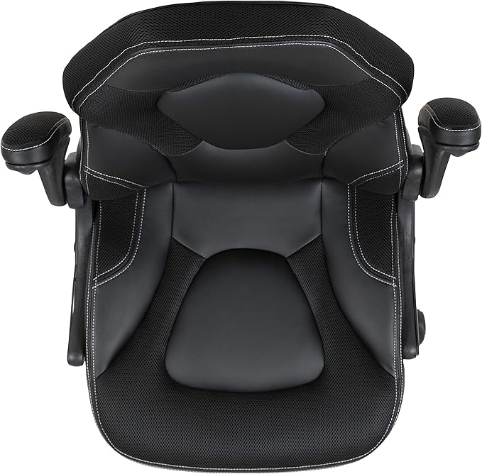 Flash Furniture X10 High-Back LeatherSoft Racing Style Gaming Chair with Flip-Up Arms, Ergonomic Padded Swivel Computer Chair, Black