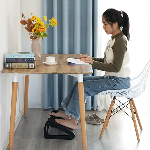 Black Triangular Footrest Massage Under Desk with Soothing Massage Points and Rollers, Adjustable Foot Stool Support with 6 Height Positions