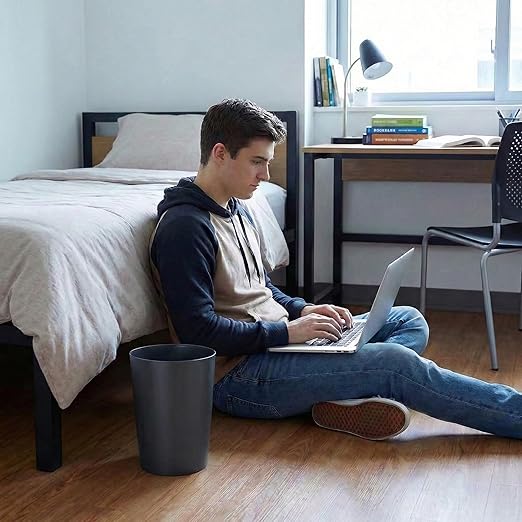 Mini Waste Basket - Durable Small Plastic Garbage Trash Can Bin - Lidless Open-Top, Slim Profile for Compact Spaces - Suitable for Home, Bathroom, Office, Bedroom, Kitchen and More, Grey