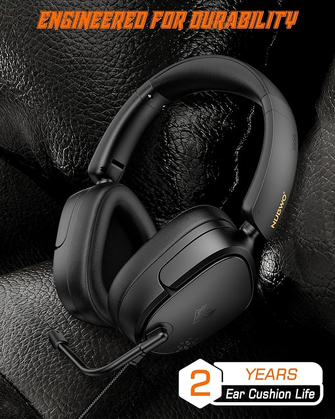 NUBWO HG04L Gaming Headset for PS5/PS4, Xbox Series X|S/Xbox One, Switch – 250g Lightweight, Clear Unidirectional Mic, Soft Memory Earmuffs, 3.5mm Jack for Gaming & Work - Black