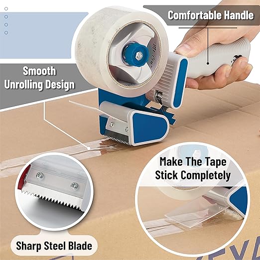 Mr. Pen- Heavy Duty Packing Tape Dispenser Gun, 2 Inch, 2 Pack with 2 Clear Tape Rolls, Handheld Tape Gun for Moving, Shipping, Sealing Boxes & Packaging