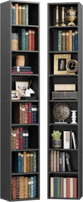 IRONCK Tall Narrow Bookshelf 8 Tiers 71in Set of 2, Compact Corner Bookcase, Easy to Match for Living Room, Office, Study, Bedroom