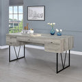 Rustic Industrial Writing Desk with 4 Drawers 63" Wide Sonoma Grey Driftwood Finish Computer Desk Sturdy Metal Frame Office Desk for Home Office Study Student & Gaming Setup