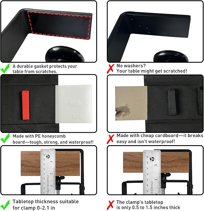 Under Desk Cable Management No Drill – 48" L x 6" W Cord Organizer, Upgraded Silicone Pads (No Scratch), 16 Cable Slots, Washable PE Honeycomb Base, Fits Desks 0–2.1" Thick, Black