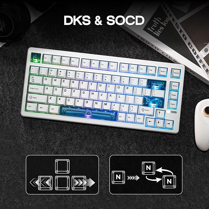 EPOMAKER HE80 Hall Effect Gaming Keyboard, 8K Polling & 32K Scan, Creamy Gasket, DKS, SOCD, Hot-Swappable, RGB Backlit, Wired Gaming Keyboard for PC & Mac (White)