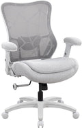 Big and Tall Office Chair 500lbs Heavy Duty Ergonomic Mesh Desk Chair with 23.6" Extra Wide Seat, 29.5" High Back, Adjustable Lumbar Support Flip-Up Arms for Large Body Types(Light Gray)