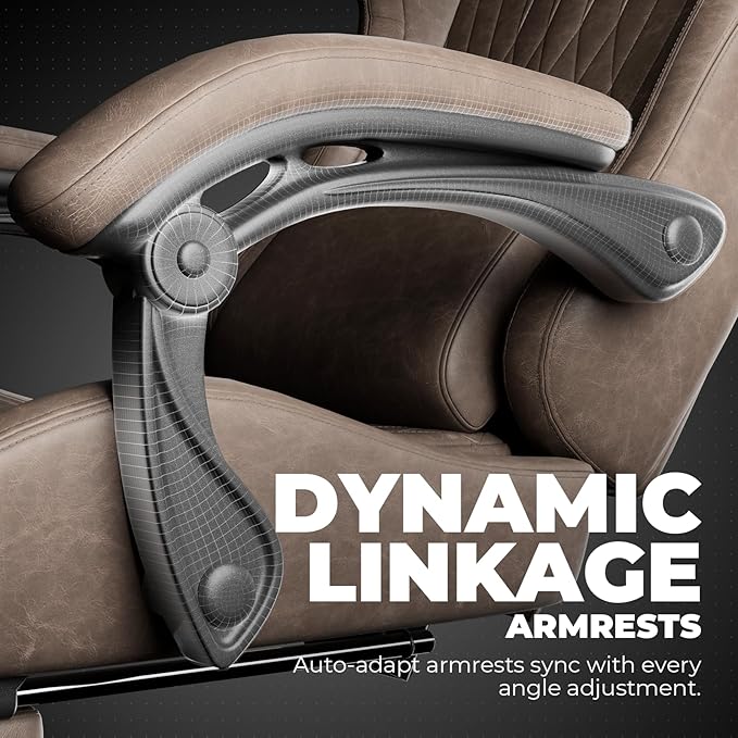 GTPLAYER Gaming Chair, Video Game Chairs with Footrest, PC Gamer Chairs for Adults - Padded High Back Ergonomic Reclining Silla Gamer, Linkage Armrest, Ace Pro, Light Brown