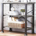 HOMBAZAAR 3 Tier Bookshelf,Grey Industrial Book Shelf,Engineered Wood and Metal Small Bookshelves,Low Shelf Bookcase for Living Room,Office,Bedroom and Kitchen