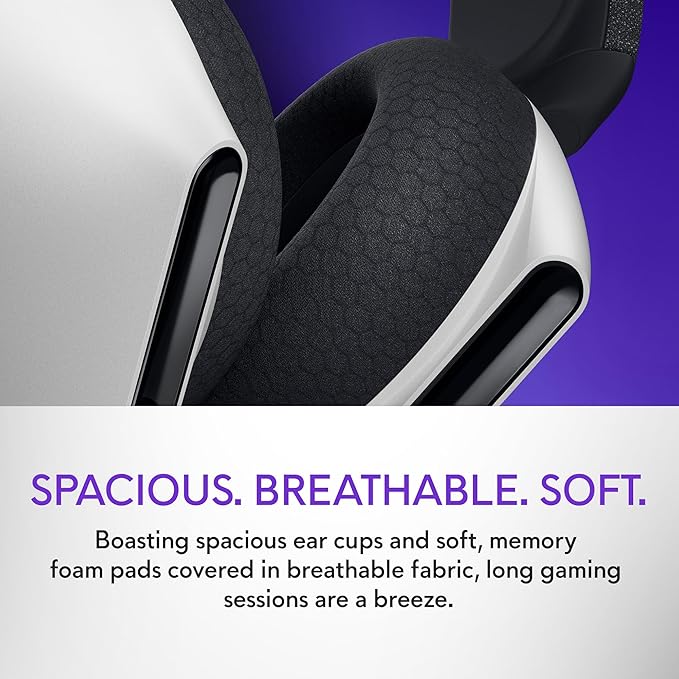 Alienware Tri-Mode Wireless Gaming Headset AW725H - Wired/Wireless, Bluetooth 5.3, Audio Output - 20 Hz, Mini-Phone (3.5mm), Battery Talk Time Up to 55 Hrs (Bluetooth), Lunar Light