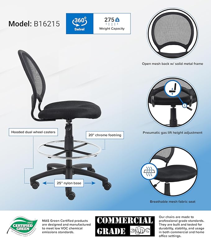 Boss B16215 Mesh Drafting Stool