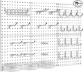 Peg Board, 70PCS Heavy Duty Metal Pegboard with Hooks, 6 Pack White Peg Board Panels, 50lbs Load Capacity Each, Pegboard Wall Organizer for Garage, Workshop, Craft Rooms Total 24” x 36”