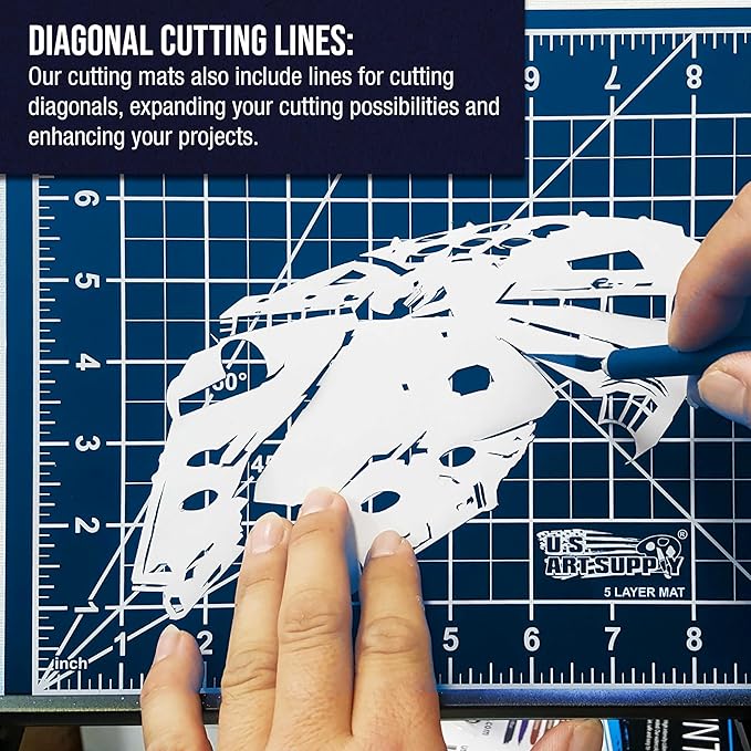U.S. Art Supply 40" x 60" Self-Healing Cutting Mat 5-Ply - Double-Sided White/Blue Craft Mat, Non-Slip Cutting Mats for Crafts, Sewing, Quilting, Scrapbooking
