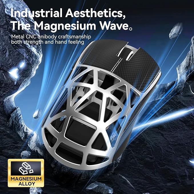 ZIYOU LANG x Attack Shark R2 Superlight Wireless Gaming Mouse,Magnesium Alloy, PixArt PAW 3950 Sensor,Adjustable 42K DPI,8K Hz Polling Rate,5 Programmable Button,Long Battery Life,PC/Mac/Xbox/PS-Grey
