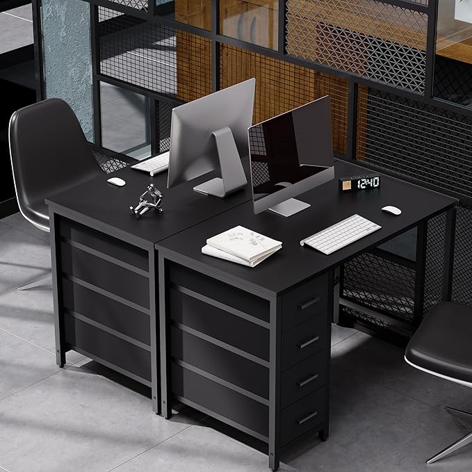 Pamray Computer Desk with 4 Drawers – Black (32")