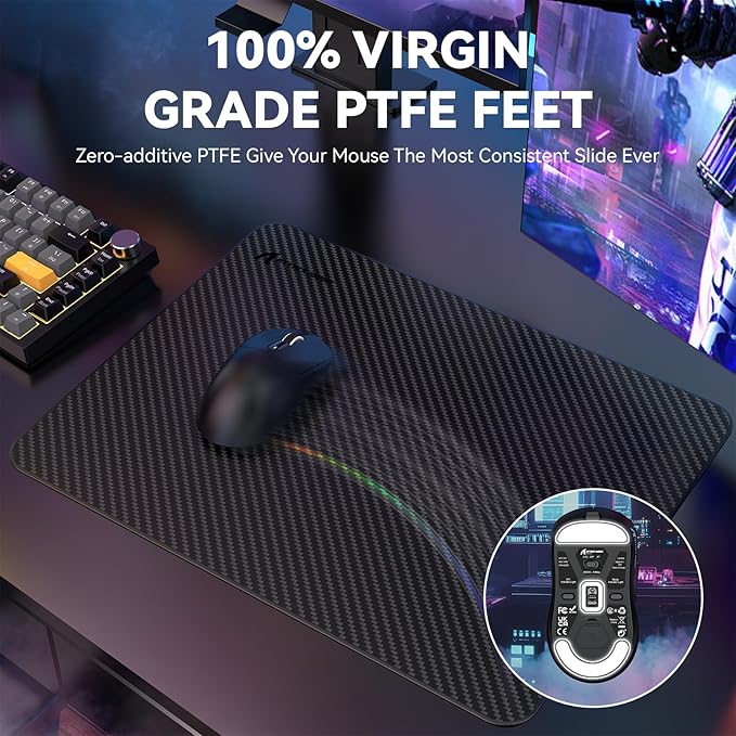 MAMBASNAKE Attack Shark X3MAX Wireless Gaming Mouse,PixArt PAW3950 42000 DPI,49g Ultralight Tri-Mode(BT5.4/2.4GHz/Wired), 1K Polling Rate Programmable Computer Mice for PC/MAC/Win - Black