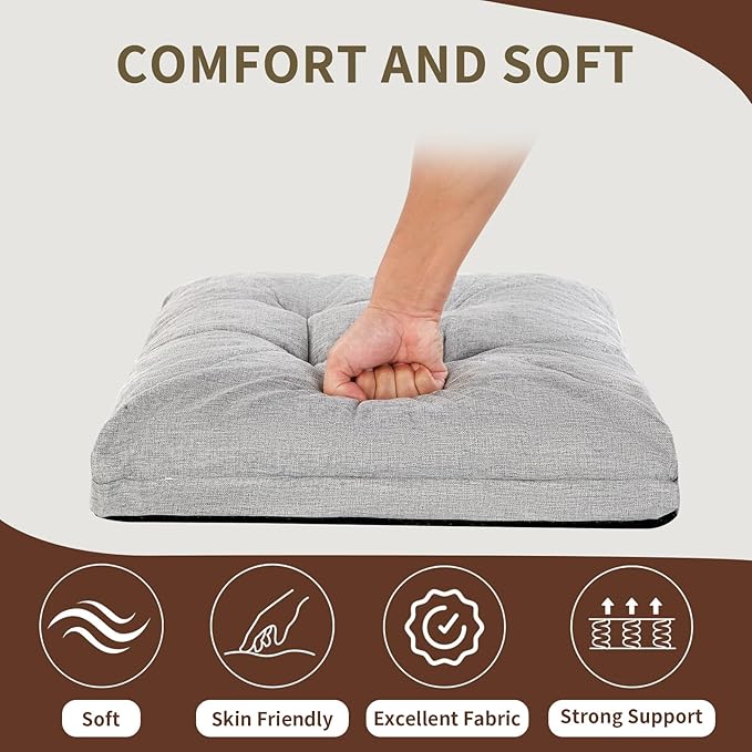 Recliner Cushions, 20x20x5 Inch Double Layer Design Chair Cushion, Soft Tufted Thickened Seat Cushions for Elderly, Grey