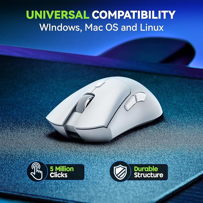 YPBDAN Gaming Mouse, Wireless Mouse Gaming for Laptop with 5 Adjustable DPI, Lightweight, Bluetooth, 6 Programmed Buttons, Ergonomic Optical Computer Gamer Mice for Windows PC Mac Laptop