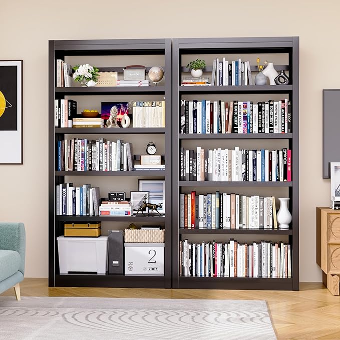 Bookshelf,6-Tier Adjustable Steel Bookshelf,69" H Heavy Duty Metal Bookcase for Home/Office/Garage,Black Shelf (Black, 69" Tall)
