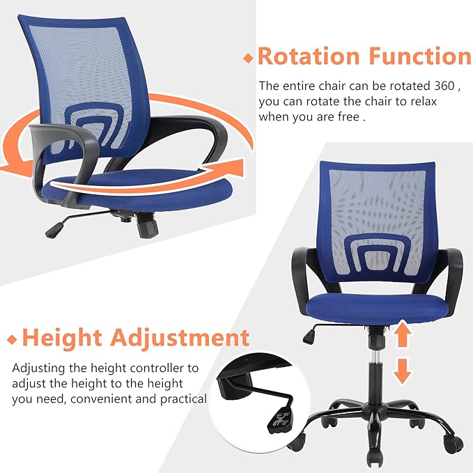 PayLessHere Home Office Chair Desk Computer Chair Adjustable Ergonomic Chair Lumbar Support Armrest Executive with High Density Mesh 360 Degree Swivel Chair for Adults Chair (Pack of 1, Blue)