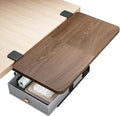PEGZONE Desk Extender Tray, 24" x 12" Clamp On Desk Shelf, Desk Extension with Storage Drawer, Table Desk Arm Rest, Clamp On Keyboard Tray for Office and Home, Workstation Organizer, Medium, Walnut