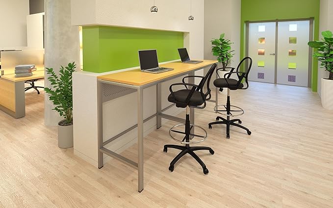 Boss Office Products Mesh Drafting Stool with Loop Arms in Black (B16217)