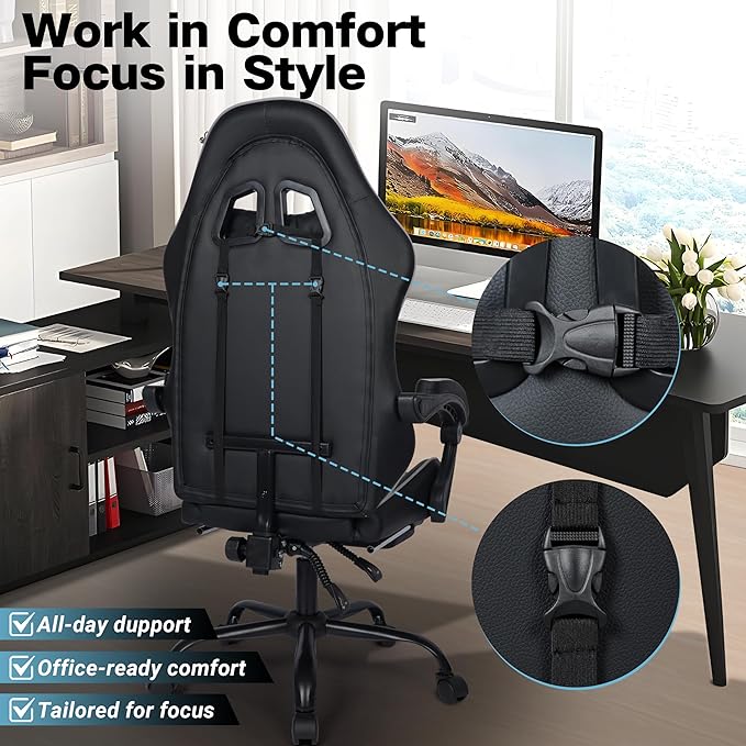Gaming Chair,Height Adjustable Chair with 360°Office Desk Chair,Heavy Duty 330lbs Video Game Chair for Adults