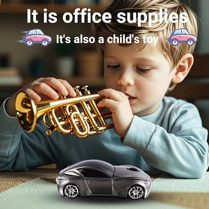 elec Space Wireless Car Mouse with LED Headlights, 2.4G Unique Car Mouse for Kids, 1600 DPI Cute Gaming Mouse for Laptop PC Computer - Grey