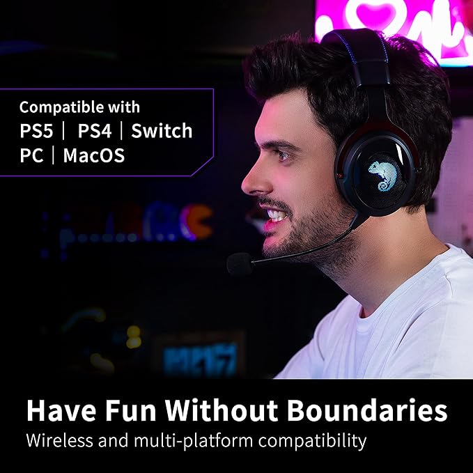 Brook 2.4GHz Wireless Headset - Cross-Platform Wireless Gaming Headset for PS5, PS4, PC, Mac, Android, and NS, Low Latency (with Extra Earpads)