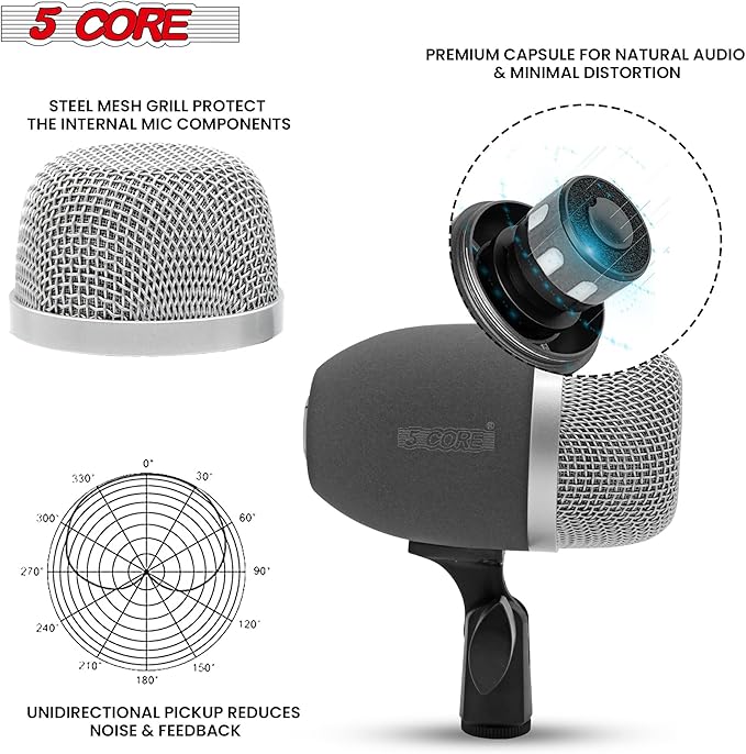 5 CORE Tabla Mics Professional Dual Microphone Set Best Condenser Mics for Instrument Bayan & Dayan Recording for Live On Stage Studio Temple Classroom - Tabla MIC 2XP