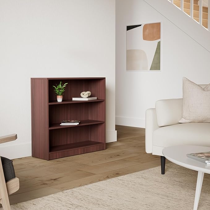 Lorell Mahogany Laminate Bookcase, 36" x 36" x 12"