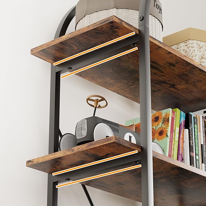 Arbuxzuy 6 Tier Bookshelf, 83" Tall Arched Bookcase, Tall Book Shelf with Metal Frame, Industrial Display Standing Shelf for Living Room, Home Office, Bedroom, Brown