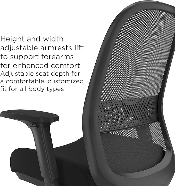 Workplace 2.0 Ergonomic Task Chair, Mesh, Ergonomic, Lumbar Support, Adjustable Height, Black