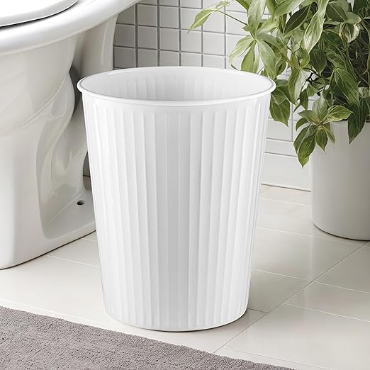 Monarch Abode Ridge Embossed Metal Desk Wastebasket – White