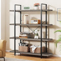 OtterOasis Heavy Duty 4-Tier Industrial Bookcase, 47" Wide Wood Bookshelf for Home Office, 120lbs Shelf Capacity, Rustic Shelving Display with Reinforced Horizontal Shelf for Living Room Bedroom,Grey