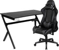 Flash Furniture Black Gaming Desk and Gray/Black Reclining Gaming Chair Set with Cup Holder, Headphone Hook & 2 Wire Management Holes