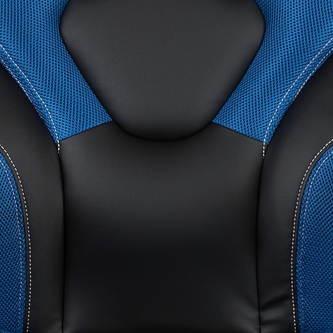 Flash Furniture Optis Black Gaming Desk and Blue and Black Racing Chair Set with Cup Holder, Headphone Hook & 2 Wire Management Holes