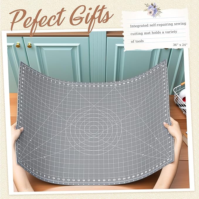 Teenyyou 24" x 36" Self Healing Folding Cutting Mat with Grid for Quilting, Sewing, Craft Hobby Board Sewing Cutting Mat for Quilting, Leather, Fabric, Crafting, Scrapbooking, Art, Clay