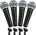 GEARit Dynamic Cardioid Vocal Stage Microphone with On/Off Switch and Mic Clip (Cables Sold Separately) - 4 Pack