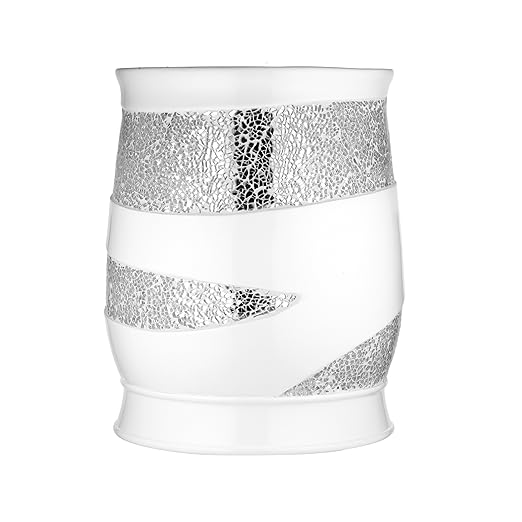 Zahari Home Sinatra Waste Basket Decorative Beautiful Designs Bathroom Bedroom Living Room Decor, White