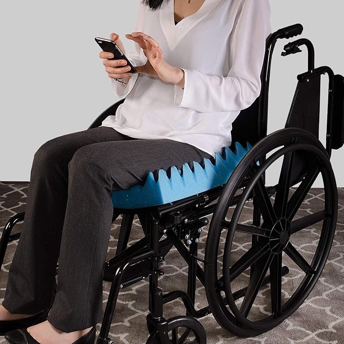 DMI Foam Waffle Cushion For Chair, Egg Crate Cushion Foam Seat Pad, Seat Cushion for Car, Office Chair or Wheelchair Cushion to Relieve Back, Tail Bone Pain, Sciatica, 18x16x4, Car Seat Cushion