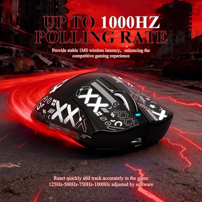 MAMBASNAKE Attack Shark V3 PRO 62g Superlight Wireless Gaming Mouse,RGB Charging Dock,BK52820 Tri-Mode BT/2.4G Wireless/Wired Mouse with Grip Tape,25000DPI,5 Programmable Buttons for Pc/Mac,Black PRO
