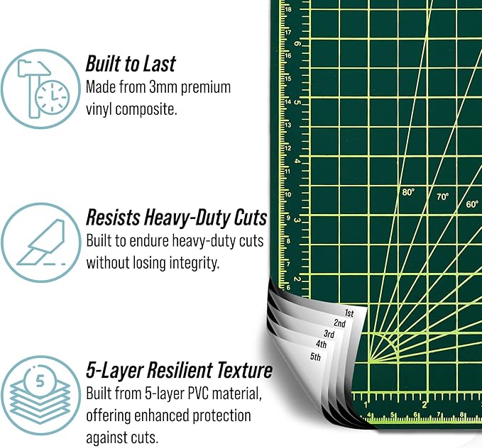 Adir Corp. Professional Self Reversible Healing Cutting Mat, 36 by 48-Inch, Green/Black