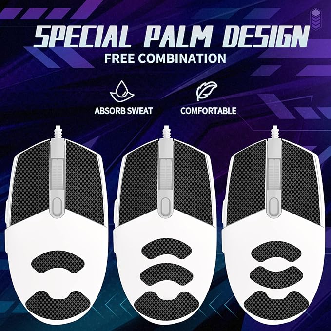 TALONGAMES Mouse Anti Slip Grip Tape Compatible with Logitech G102 / G203 / G304 / G305 / G Pro Wired Gaming Mouse, Palm Sweat Absorption, Thin 0.5mm, Cut to Fit, Easy to Apply, Mouse Skin