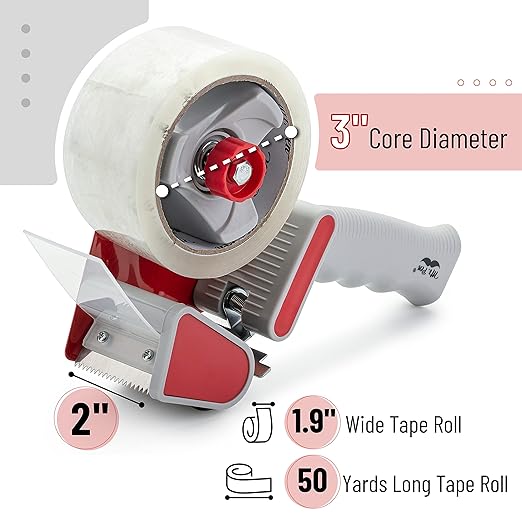 Mr. Pen- Heavy Duty Packing Tape Dispenser Gun, 2 Inch, 4 Pack with 4 Clear Tape Rolls, Handheld Tape Gun for Moving, Shipping, Sealing Boxes & Packaging