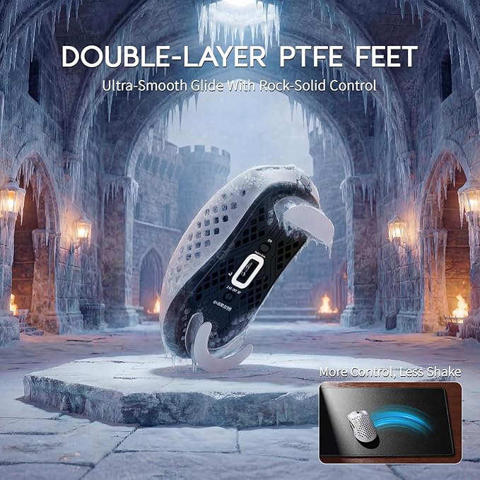 ATTACK SHARK MAMBASNAKE M2 Wireless Gaming Mouse,41g Ultra-Lightweight Carbon Fiber Mouse,40,000 DPI,PAW3395PRO Sensor,Wired/BT/2.4GHz Wireless Programmable Mice for Mac/PC Gamer(White)