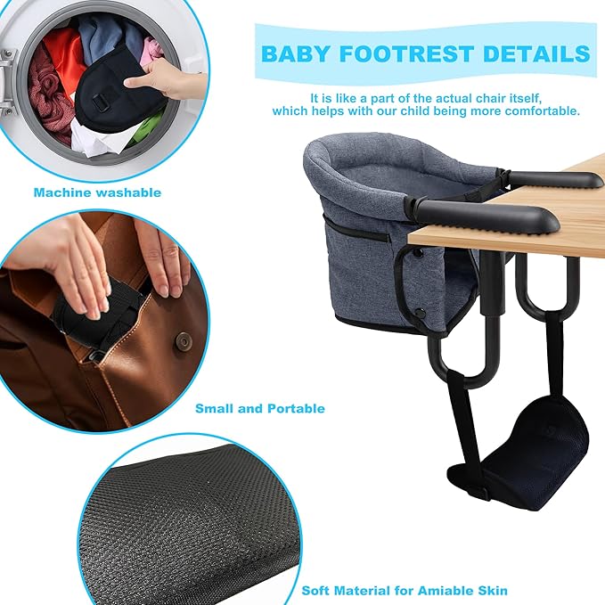 Baby Footrest Compatible with Inglesina Fast Table Chair, Adjustable Foot Rest for Clip-On Table Chair with Tray, Toddler Foot Rest for Hook-On Portable High Seat for Travel