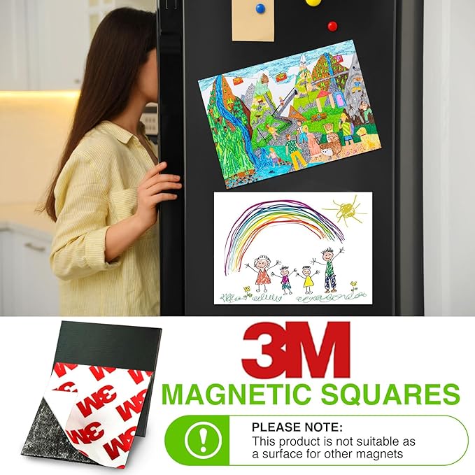 Stick On Magnets with Double Sided Adhesive Tape,Magnet Squares 2"x2",Self Sticky Pre-Cut Magnetic Strip,Peel and Stick for Lightweight Projects (80mil Thickness,24 Pieces)